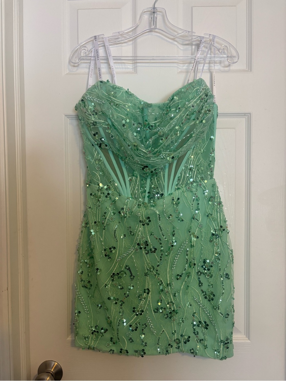 Mint Green Embellished Party Dress